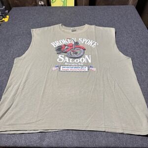 VTG Y2K Broken Spoke‎ Saloon Cut Off Sleeve Motorcycle Tee Men 2X Grunge Sturgis